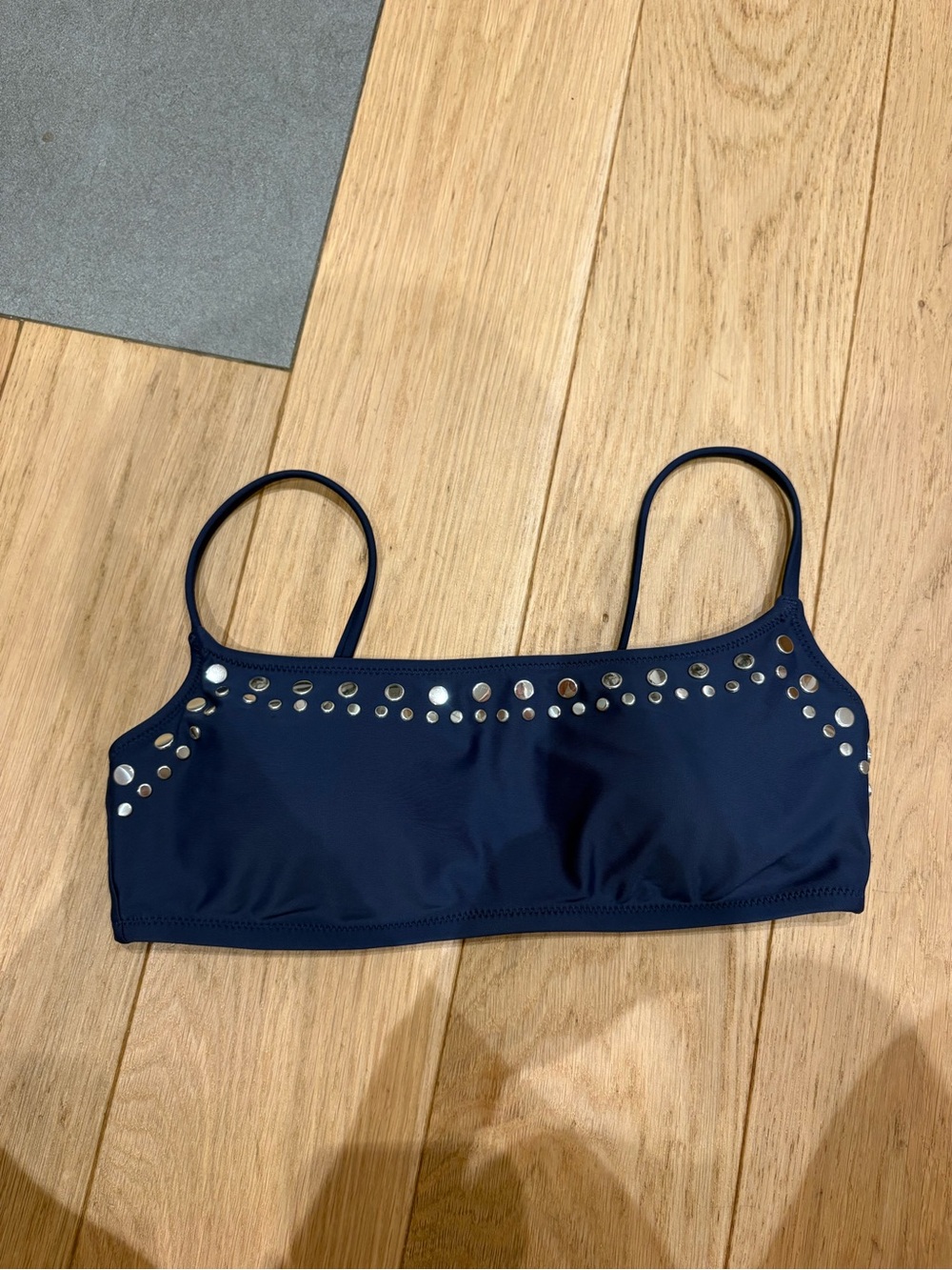 J. Crew Navy Blue Studded Scoopneck Bikini Top